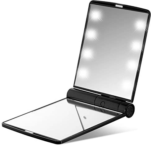 Glamza LED Light Foldable Illuminated Make Up Cosmetic Flip Beauty Vanity Mirror Travel