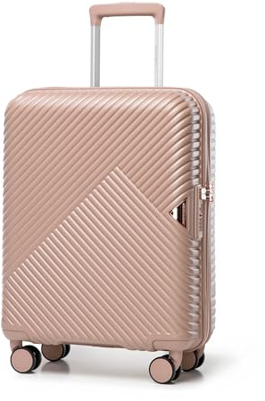 WITTCHEN GL Style Line | Reisekoffer Handgepäck Kabinengepäck Rollkoffer Hartschale aus Polycarbonat mit 4 Zwilling-Rollen Zahlenschloss Teleskopgriff GL Style Größe S Puderrosa