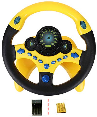 Coherny Simulated Driving Controller Portable Simulated Driving Steering Wheel Copilot Toy Children's Educational Sounding Toy Small Steering Wheel Toy Gift Funny Interactive Driving Wheel with Music