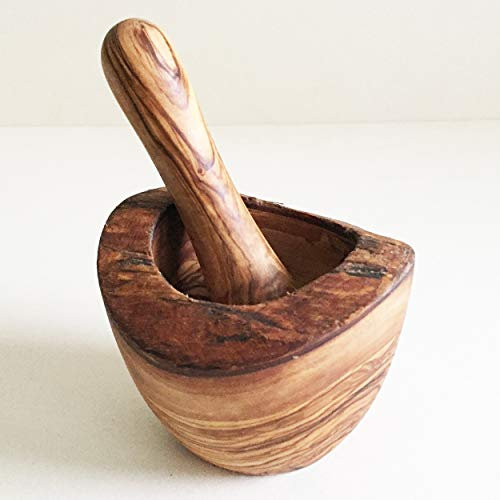 Mortero de cocina con mango de madera de olivo (12 cm de diámetro)