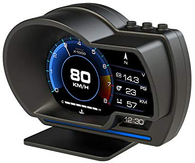 OBD2 & GPS dubbla lägen smart mätare HUD, bil HUD-skärmar hastighetsmätare varv/h MPH, kompatibel med alla bilar och lastbilar