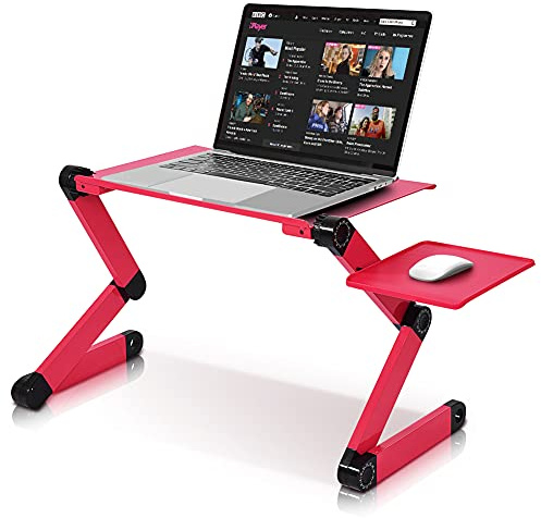 Supporto PC Portatile, Pieghevole Tavolino da Letto per PC Regolabile Tavolo per Laptop in Alluminio Scrivania con Staffa del Mouse e Foro di Raffreddamento per Letto Sofà