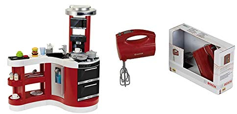 Theo Klein 7101 Miele Küche Wave Spicy, Multicolor & Bosch Handmixer I Batteriebetriebene Mixer mit Sich drehenden Quirls I Maße: 19 cm x 7 cm x 12 cm I Spielzeug für Kinder ab 3 Jahren, Mehrfarbig