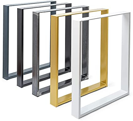 Magnetic Mobel 2 x Tischkufen aus Metall | Industrial Tischbeine in Schwarz Weiß & Rohstahl | Alle Größen für Esstisch Schreibtisch Couchtisch & Bank | DIY Tischgestell (70x72 cm Schwarz)