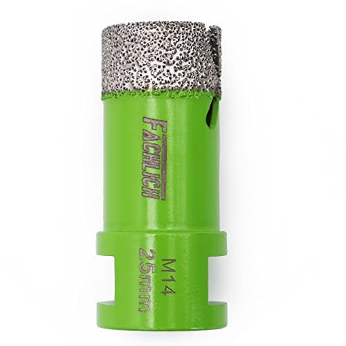 Punta per Trapano Diamantata 25mm- FACHLICH Vacuum Brasato Foretto Diamantato con Filettatura M14 per Porcellana Piastrella Granito Marmo Taglio a Secco