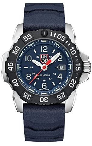 Luminox Navy Seal Steel Taucheruhr aus Edelstahl und Kautschuk Silber-Blau 45mm, Wasserdichtigkeit, 20Bar, XS.3253.CB
