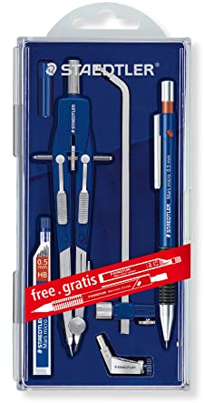 STAEDTLER Schnellverstellzirkel Set Mars comfort, inklusive Verlängerungsstange, Universaladapter, Ersatzteildose und Druckbleistift,Vorteils-Set, 552 02 PR1
