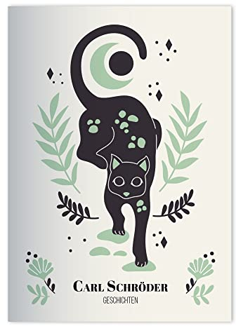 Kartenkaufrausch 16x personalisierte Trend Designer DIN A5 Grundschul Hefte mit schwarzer Katze und Eule in Grün Lineatur 6 (blanko)