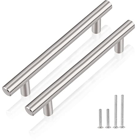 PinLin 20 Pack Cupboard Handles - 96mm Hole Spacing Brushed Nickel Stainless Steel Kitchen Cabinet T Bar Handles
