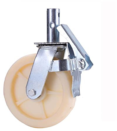 BIRLD 150mm Gerüstrollen Ersatzrollen Schwerlastrollen Für Gerüst, Gewinderollen Mit Bremse Nylon Räder Transportrollen Tragfähigkeit 500kg (Size : 6in)