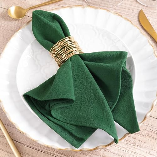 MLMW Christmas Cloth Napkins Set of 8 Emerald Green Linen Cotton Dinner Napkins Cloth Bulk Washable 16×16 for Fall Wedding Party Baby Bridal Shower Birthday Table Decorations
