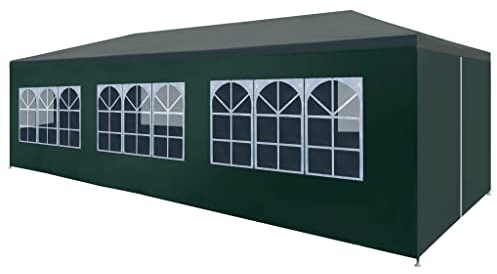 PURADAY Partyzelt 3x9 m Grün Festzelt Gartenpavillon Aufenthaltszelt Camping Tent Partyzelt Wasserdicht Stabil für Gartenpartys Und Verschiedene Outdoor-Aktivitäten