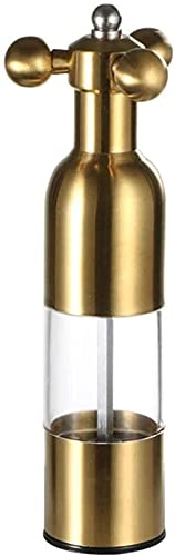 TONZN Stainless Steel Pepper Mill, Ceramic Core Mill, Adjustable Roughness, Suitable for Solid Seasoning of Pepper Salt and Sesame-Large_Silver Salt Mill Salt and Pepper Mills (Big Gold)