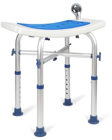 KCareU Sgabello doccia Sedia doccia antiscivolo regolabile in altezza per vasca da bagno, sedile doccia leggero per anziani disabili e in gravidanza senza attrezzi