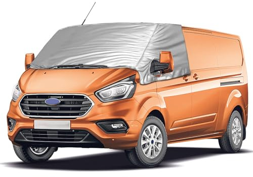 Opaltool Housse de Pare-Brise Thermique Externe für Ford Transit Custom 2012-2025, Housse de Pare-Brise Avant Tethermique Pliable, Housse de Pare-Brise Argentée, Housse de Vamping-Car
