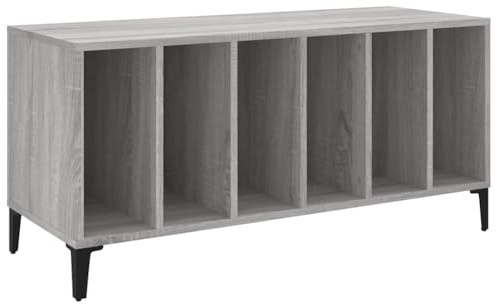 vidaXL Mueble para Discos Madera contrachapada Gris Sonoma 100x38x48cm, Mueble para Tocadiscos, Armario de almacenaje de Discos, Mueble para Discos de Vinilo