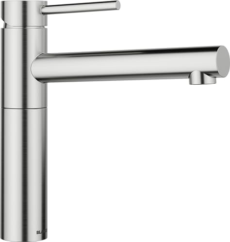 BLANCO ALTA II | Küchenarmatur in PVD steel | Hochdruck | [4,5x23,2x22,6 cm] | Gesicherte Wasserqualität & wassersparend | Rückflussverhinderer | Keramik Kartusche
