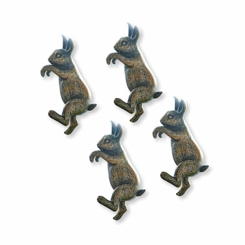 Loberon Hase 4er Set Lorie, kreativ zu dekorieren, von Hand bemalt, überall einhängbar, Ostern, Osterfiguren, Osterdekoration, Polyresin, antikbraun