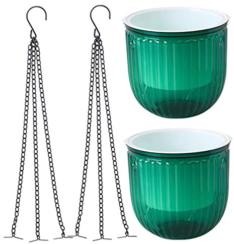 KONTONTY 2pezzi Vasi Sospesi Autoirriganti in Resina Drenaggio Per Piante Da Interno Ed Esterno Porta Piante Trasparente Con Catene Per Balcone Terrazzo e Giardino