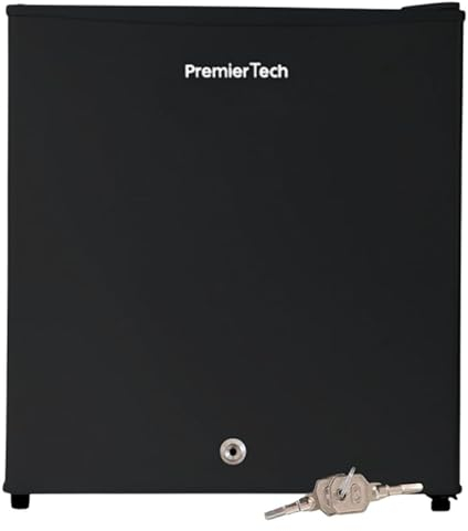 PremierTech PT-F47BK Mini Frigo 45 Litri con Chiave Nero Frigorifero da Camera Hotel Ufficio Casa Classe Energetica E Libera Installazione Compatto Sottotavolo per Stanza Studio Reception