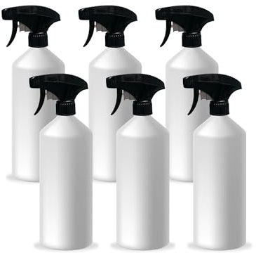 FILO Plastic Spray Bottles for Cleaning 6x 1L - Reusable Black Spritzer Heavy Duty Chemical Resistant - Large Trigger Spray Bottle Set for Car Detailing, Gardening & Professional Janitorial Use
