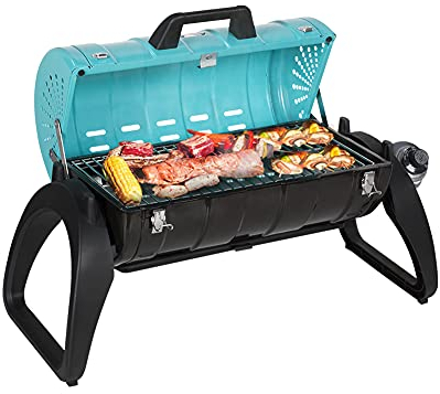 Tisch-Propangrill 10.000 BTU, tragbarer Gasgrill mit Thermometer, Campinggrill 153 Quadratzoll zum Kochen im Freien