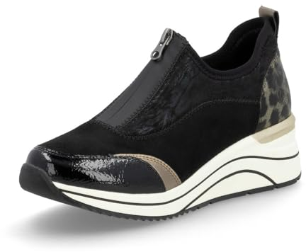 Remonte D0T08 Women's Wedge Heel Sneakers (Black 02, UK Footwear Size System, Adult, Women, Numeric, Medium, 6.5)