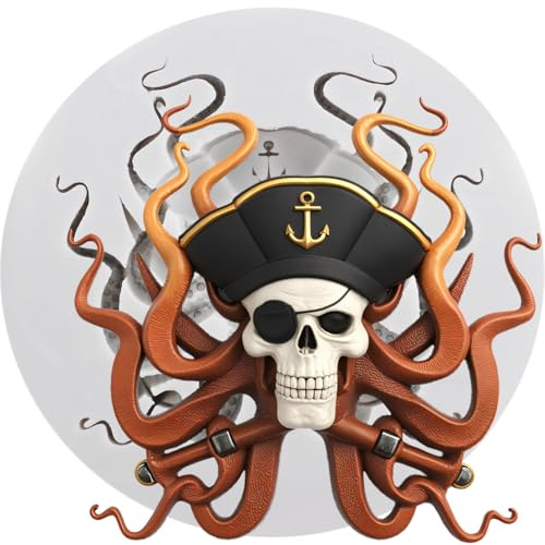 MINFEIDMS Moule en silicone en forme de tête de mort de pieuvre pour décoration de gâteau en sucre pâte polymère argile