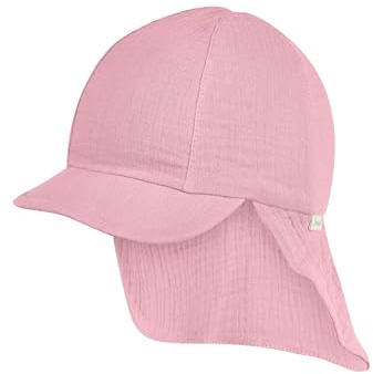 Sterntaler Schirmmütze Nacken Musselin - Mädchen Mütze aus Baumwoll Musselin (Bio) - UV-Schutz 50+ Sonnenhut mit Nackenschutz - Baby- und Kinder Sommer Kopfbedeckung - pastellviolett - pastellviolett