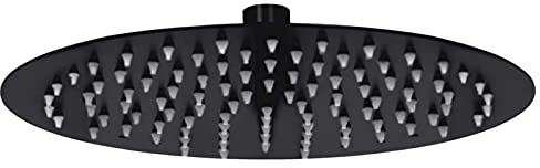 ShGaxin Pommeau de douche effet pluie en acier inoxydable rond noir 25 cm, pommeau de douche, douche de douche, douches de bain, douches de bain, pommeau de pluie, pièces de rechange Colonne douche