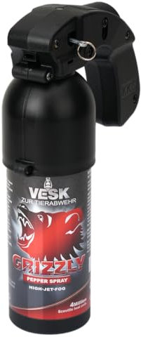Pfefferspray VESK Grizzly Outdoor Breitstrahl/Cone 400ml mit Pistolengriff - hochwertiges Bärenabwehrspray zur Selbstverteidigung