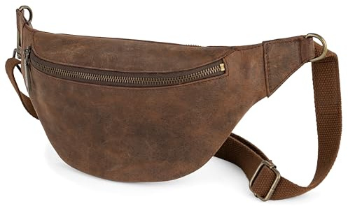 Berliner Bags Vintage Bauchtasche Kai XL, Gürteltasche aus Leder, mit verstellbarem Gurt und YKK Reißverschlüsse, Wasserabweisend für Damen und Herren - Braun