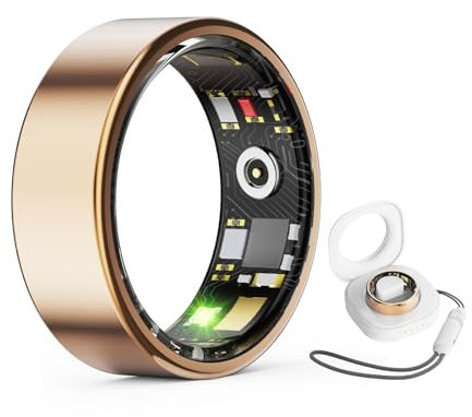 Pgtc Anillo Inteligente,Anillo de Fitness para Hombres y Mujeres,Contador de Calorías,Rastreador de Sueño,Anillo de Salud,Anillo Inteligente Impermeable IP68 Compatible con Android iOS(Oro Rosa,12)
