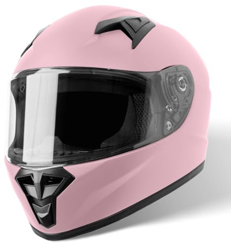 VINZ Parana Kinder Integralhelm / Roller Helm | Kinder Motorradhelm in Gr. YS-YXL | Integral Helm mit Visier für Motorrad | Erhältlich Matt Rosa