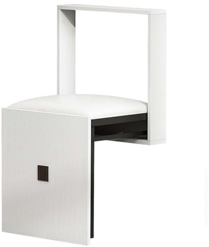Klappbare Flurtürbank mit Lederkissen, platzsparende Schuhbank für den Eingangsbereich, Holz, Wandmontage, Klapphocker (weiß)
