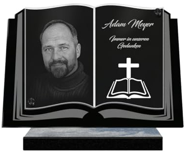 Eternel - Placa Funeraria Personalizada Libro Cruz de la Biblia Foto y Texto Personalizable, Placa funeraria grabada con láser para Homenaje, Placa Cementerio, Tumba, conmemoración, funerales