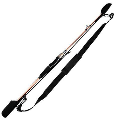 MiOYOOW Fishing Rod Carrier Strap, Thickened Fishing Pole Holder Belt Adjustable Length Rods Sling Belt with Hanging Loop for Carring Poles