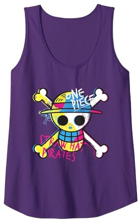 One Piece Chapeau de Paille Pirates Logo Couleur Singe D Luffy Débardeur