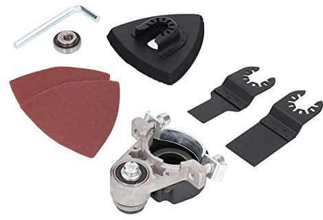 PerGar Konverter-Oszillierwerkzeug-Adapter-Kit, Edelstahl-Universalgelenk-Winkelschleifer-Umrüstkopf-Kit, Winkelschleifer-Polier-Oszillier-Multitool-Kit (Schwarz und Silber)