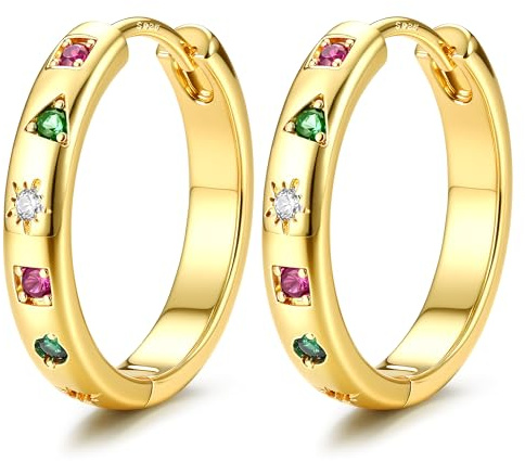 YADOCA Pendientes de Aro de Plata 925 Pendientes de Mujer Chapados en Oro de 14 Quilates Pendientes Hipoalergénicos para Mujer con Circonitas AAA+ Pendientes de Aro de Oro/Plata