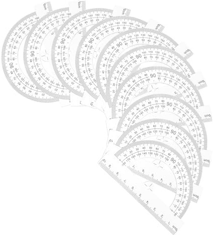 Gadpiparty 10pcs Transparent Half Circle Protractor Precision Math Angle Tool for Students Geometry Drawing and Measurement Classroom and Home Use