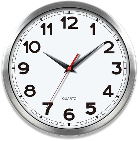 AYRELY® Wall Clock – 10-Inch Silent Non-Ticking Metal Wall Clock, Classic Analogue Battery-Operated Design for Kitchen, Bedroom, Living Room, Office or Bathroom (Classic - 10in)
