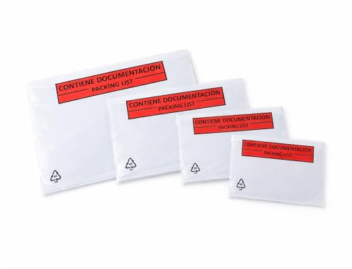 MARCPRINT - Sobres Papel A5 - Portadocumentos Adhesivo Contiene Documentación - Etiquetas Adhesivas Transparentes - Sobres de Envío y Packing List - Portadocumentos A5 | 235x175mm | 100 Unidades