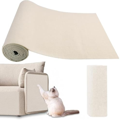 300×40cm Tapis à Gratter Autocollant pour Chat,DIY Climbing Cat Scratcher,Trimmable Chats Grattoir,Grattoir Chat Canapé,Tapis à Gratter Sol Antidérapant pour Protéger Tapis,Meubles