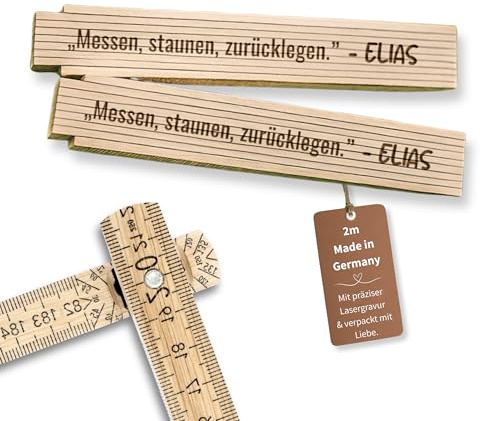 Happy Box - Zollstock personalisiert Holz mit präziser Gravur, Vatertagsgeschenk für Papa Geschenk, Opa Geschenk (Zurücklegen)