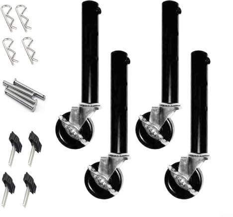 Juego de 4 patas de metal multifuncionales para muebles con ruedas giratorias, 27 cm ajustables para patas de mesa, patas de escritorio con ruedas de bloqueo extraíbles