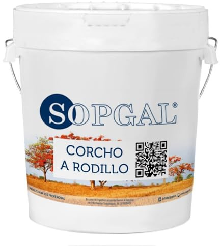 Sopgal Pintura de Corcho Natural a Rodillo 15L Blanco Roto Acabado Rugoso | Aislante Térmica. Rompe puentes térmicos. Acabado transpirable e impermeable para fachadas, cubiertas y paredes.