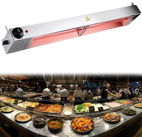 BOVDC Lampada Riscaldante per Alimenti (1 Pezzo,90cm) | Lampada Riscaldante Cucina con 30-80℃ Temperatura Regolabile, Lampada Scaldavivande Ristorante per Ristoranti, Hotel a Buffet