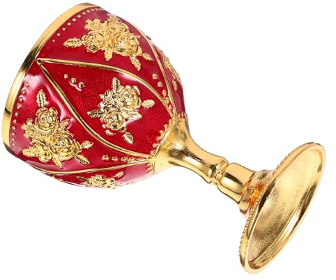 MOTHNUR Copa de Licor Pequeña Vintage Europeo Cáliz Metálico Retro para Whisky y Vino Diseño para Uso Doméstico Rosa y Rojo