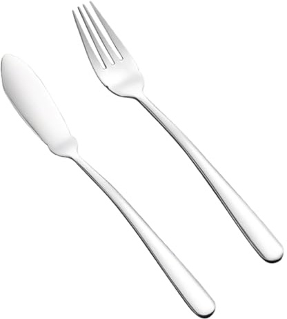 EPIGEIST Edelstahl Fischbesteck Gabel und Cutter Spülmaschinenfest Gebürstet Poliert Modernes Design für Restaurant und Familienessen